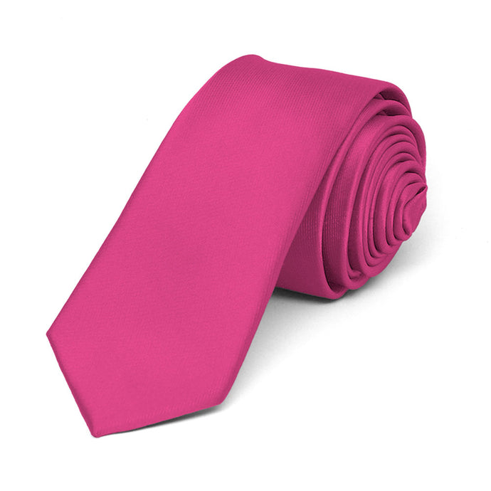 Fuchsia Skinny Solid Color Necktie, 2