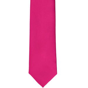 Front flat view of a fuchsia slim tie