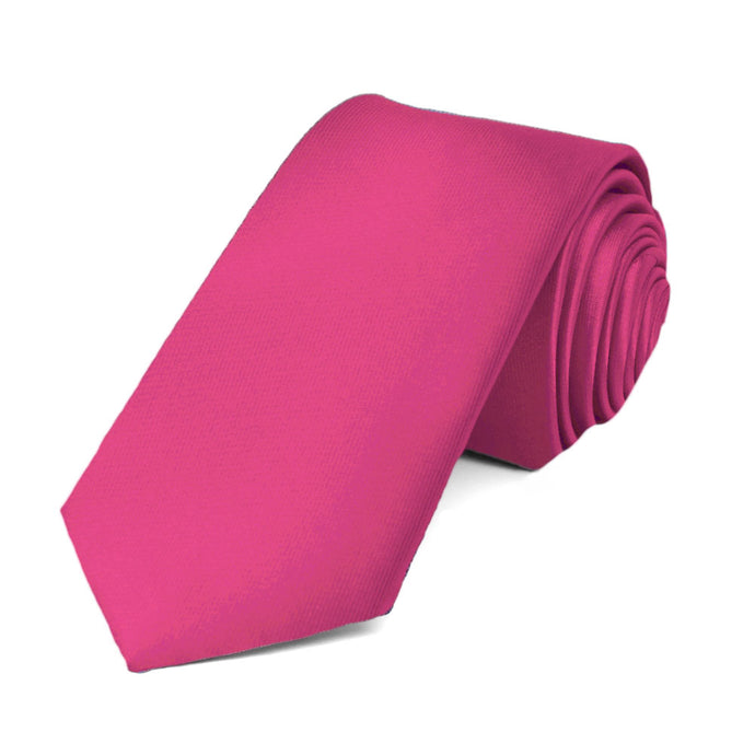 Fuchsia Slim Solid Color Necktie, 2.5