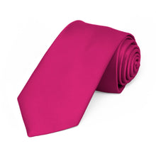 Load image into Gallery viewer, Slim solid tie in a vivid fuchsia color
