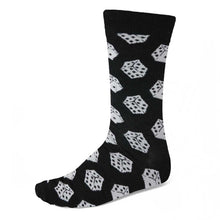 Load image into Gallery viewer, Men&#39;s dice theme dress socks on black background