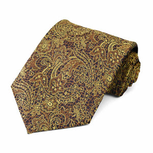 Gold and Brown Galway Floral Necktie