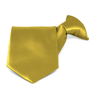 Gold Solid Color Clip-On Tie