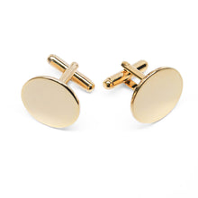 Load image into Gallery viewer, Gold background cufflinks with a round gold face.