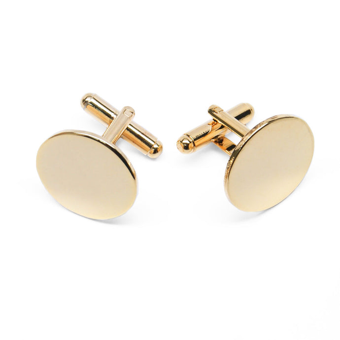 Gold background cufflinks with a round gold face.