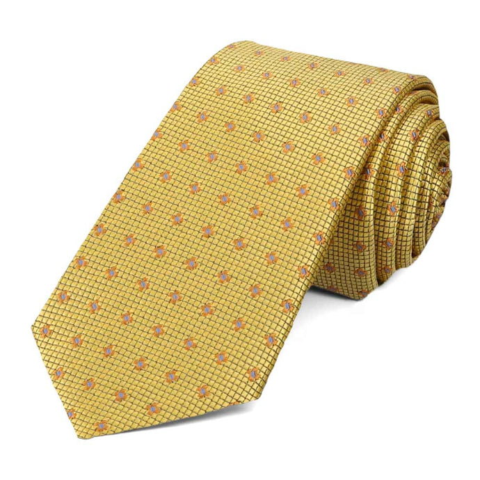Gold Hoffner Dotted Slim Necktie