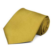 Load image into Gallery viewer, Rolled view of a gold extra long necktie