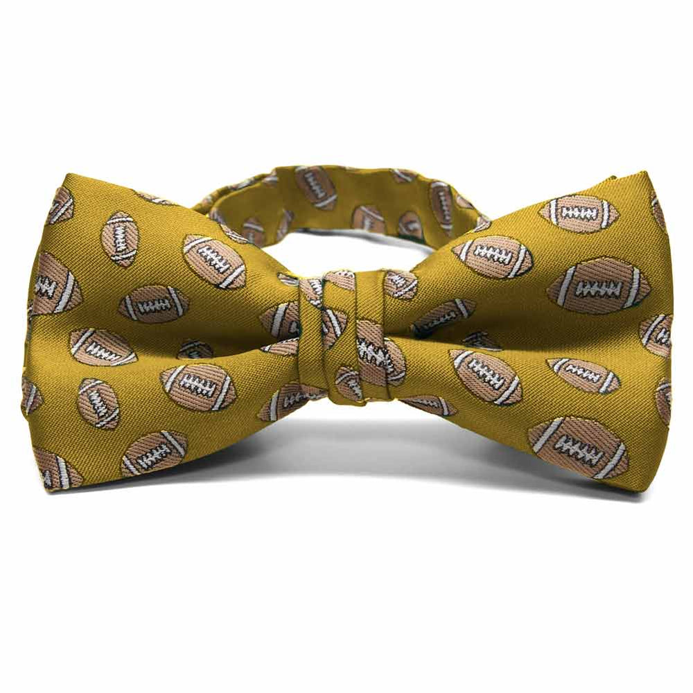 Football theme in gold bow tie.