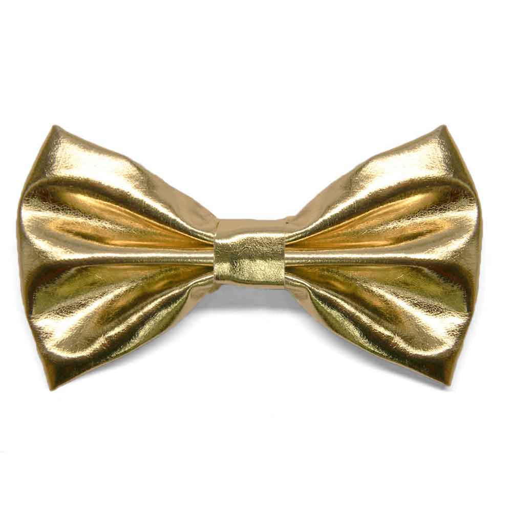 TieMart Gold Shiny Metallic Bow Tie