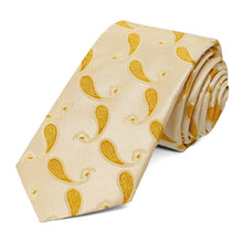 Load image into Gallery viewer, Gold Fairport Paisley Slim Necktie