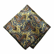 Load image into Gallery viewer, Folded gold paisley pattern pocket square