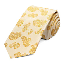 Load image into Gallery viewer, Gold Ivanhoe Paisley Slim Necktie