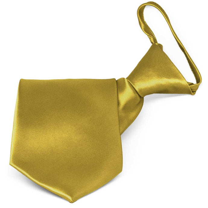 Gold Solid Color Zipper Tie