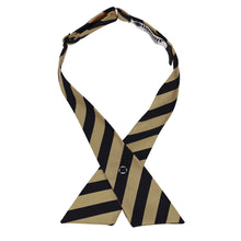 Load image into Gallery viewer, Golden champagne and black striped crossover tie