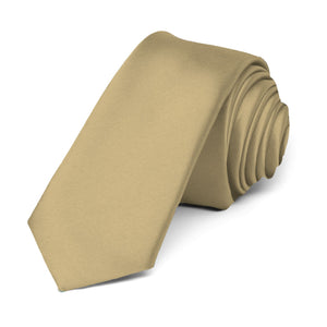 Golden Champagne Premium Skinny Necktie, 2" Width