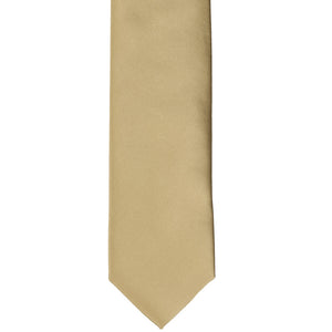 Front flat view of a golden champagne slim tie
