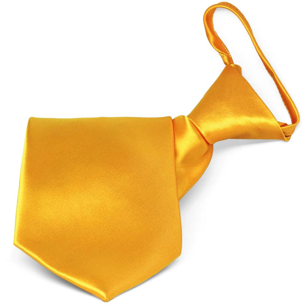 Golden Yellow Solid Color Zipper Tie
