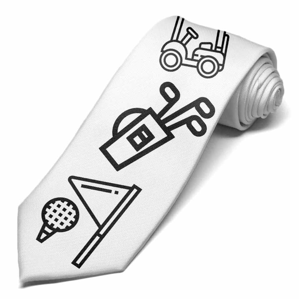 Golf coloring icons on a white tie.