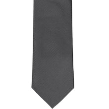 Load image into Gallery viewer, Front view of graphite gray tone-on-tone herringbone tie