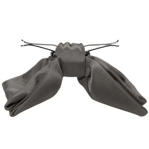 Side view of a graphite gray clip-on bow tie