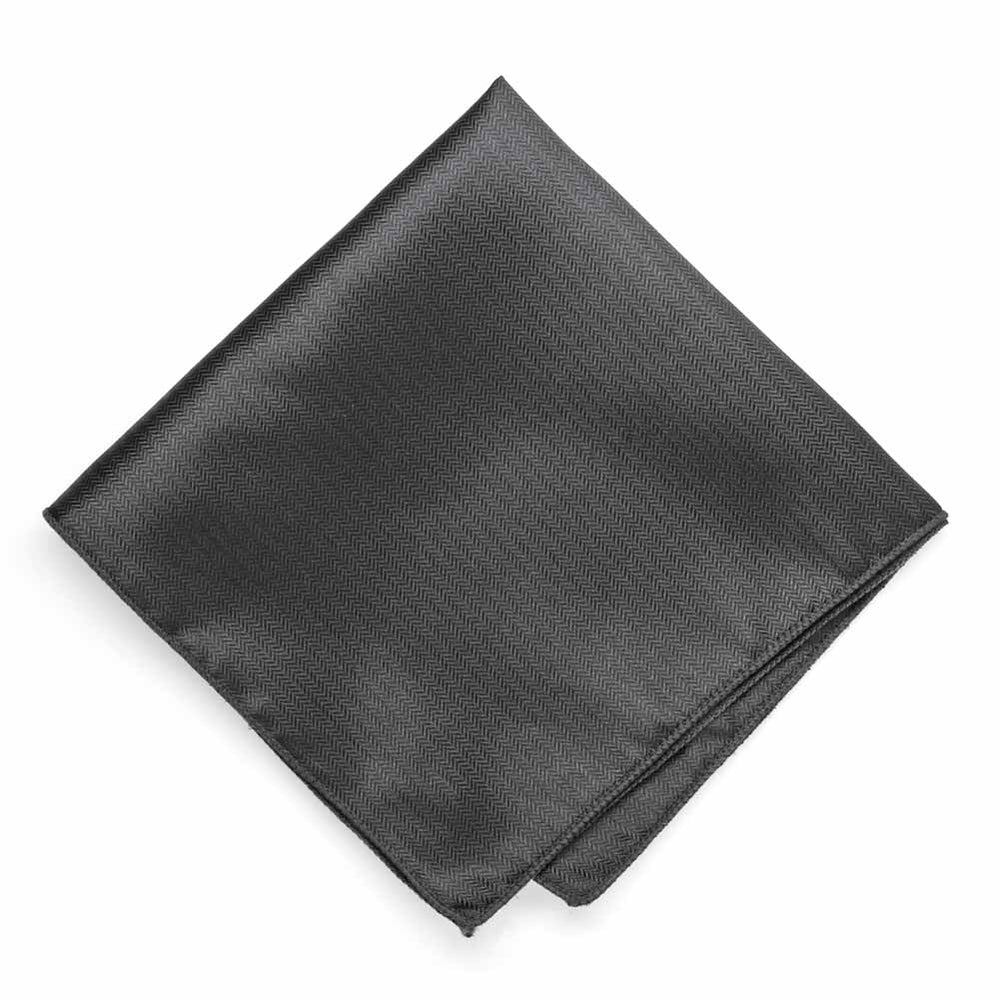 Graphite Gray Herringbone Silk Pocket Square
