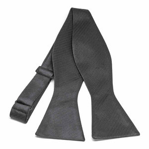 Graphite Gray Herringbone Silk Self-Tie Bow Tie