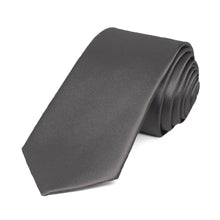 Load image into Gallery viewer, Graphite Gray Slim Solid Color Necktie, 2.5&quot; Width