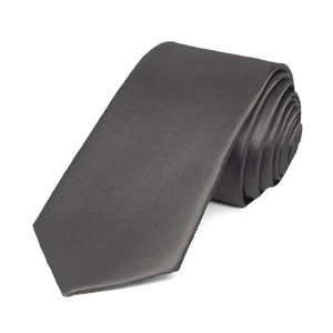 Graphite Gray Slim Solid Color Necktie, 2.5" Width