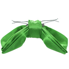 Load image into Gallery viewer, Side view of an opened grass green clip-on bow tie