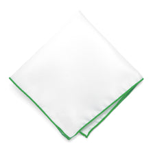 Load image into Gallery viewer, Grass Green Tipped White Pocket Square