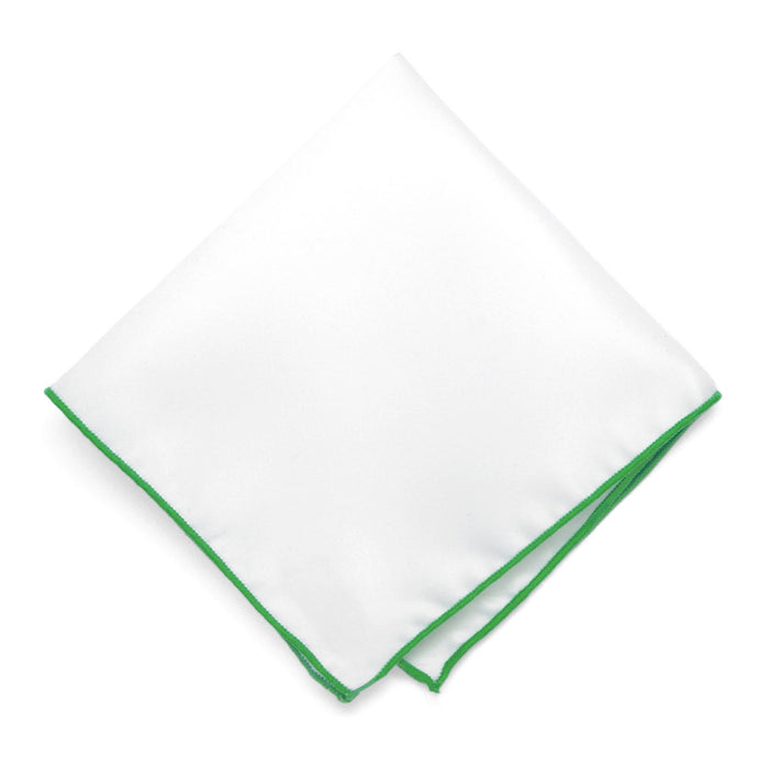 Grass Green Tipped White Pocket Square