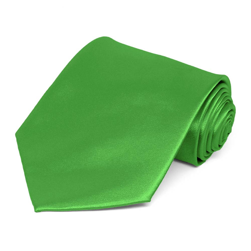 Grass Green Extra Long Solid Color Necktie