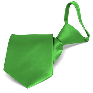 Grass Green Solid Color Zipper Tie