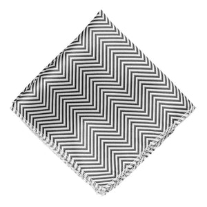 Gray and white chevron pattern pocket square