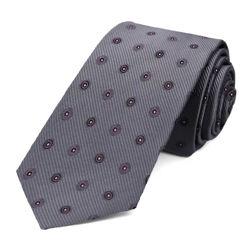 Pewter Willoughby Dotted Slim Necktie
