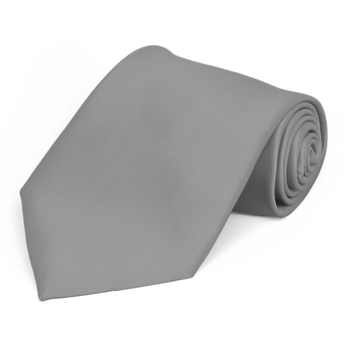 Gray Premium Extra Long Solid Color Necktie
