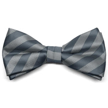 Load image into Gallery viewer, Gray Formal Striped Bow Tie