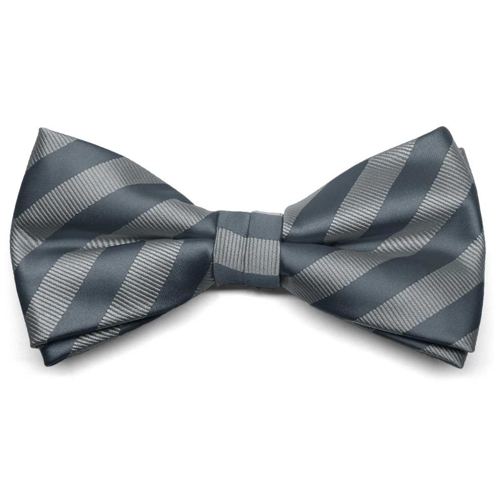 Gray Formal Striped Bow Tie