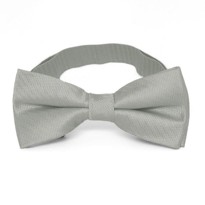 Gray Herringbone Silk Bow Tie