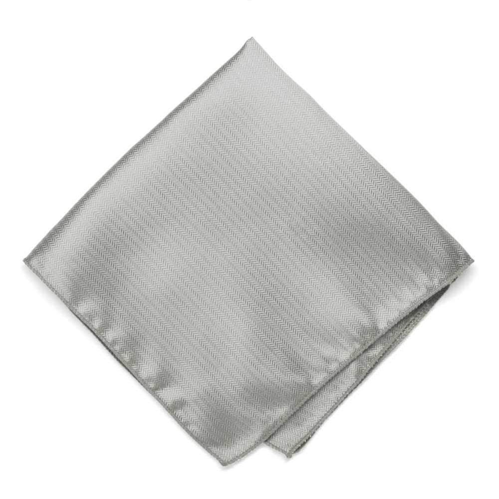 Gray Herringbone Silk Pocket Square