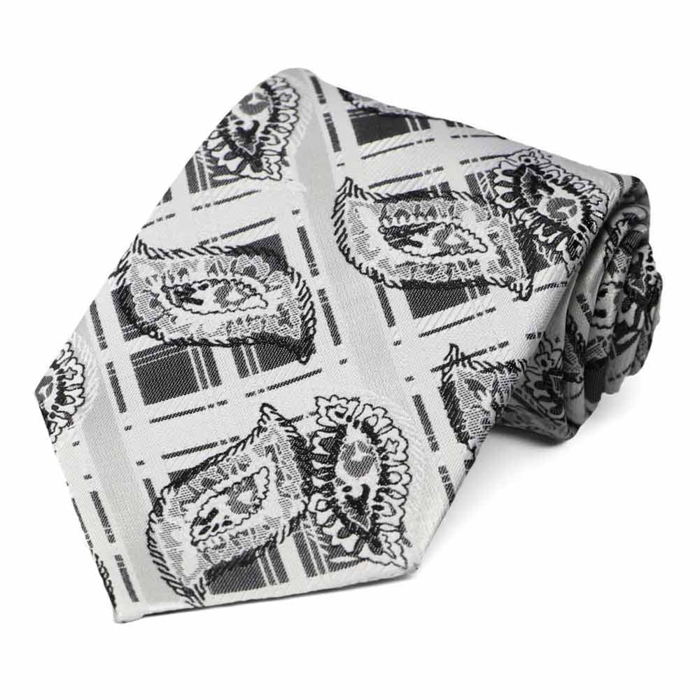 Silver Oxbow Plaid Necktie