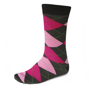 Men's Graphite Gray and Pink Argyle Socks