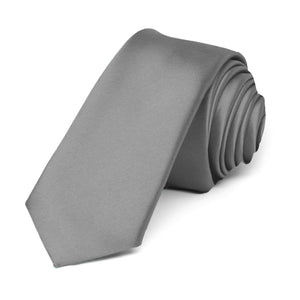 Gray Premium Skinny Necktie, 2" Width