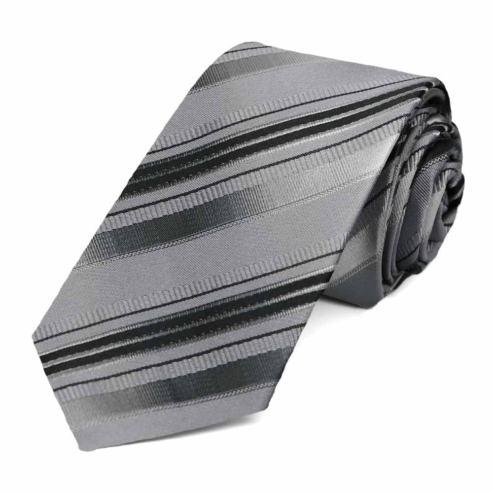 Gray Blackshear Striped Slim Necktie
