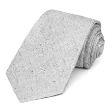 Load image into Gallery viewer, Rolled view of a gray woven textured tie