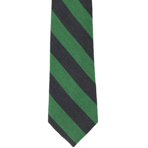 Gray and green wide striped wool tie