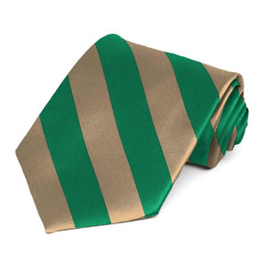 Green and Tan Striped Tie