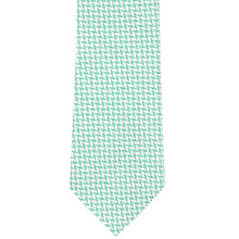 Load image into Gallery viewer, Front view of a green and white herringbone necktie