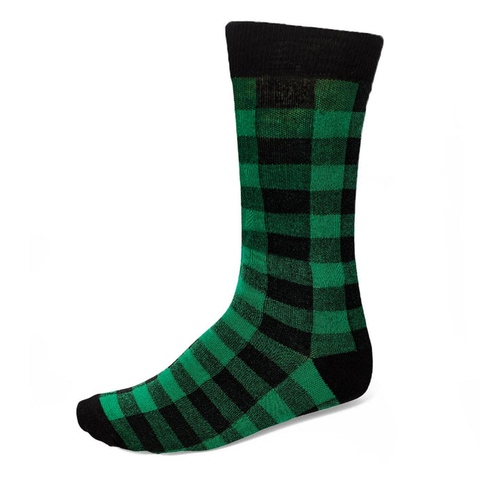 Black and green buffalo plaid sock