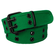 Load image into Gallery viewer, Coiled green double grommet belt with black hardware